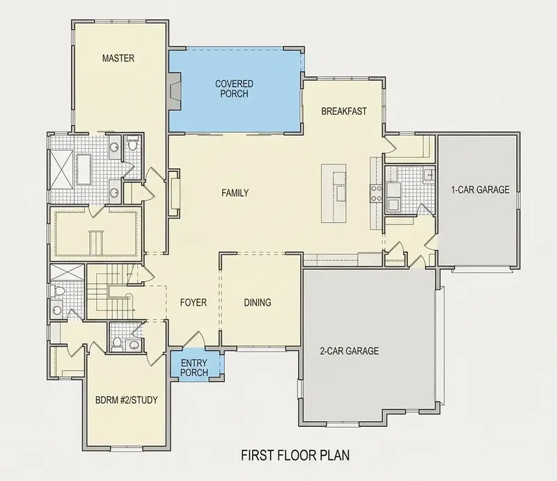 1. stāvs 12 – Divstāvu mājas projekts 375 m², 4 Guļamistabas — 32038R