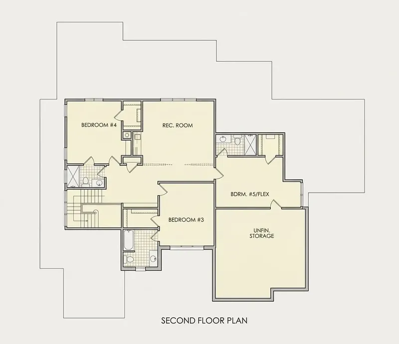 2. stāvs 13 – Divstāvu mājas projekts 375 m², 4 Guļamistabas — 32038R