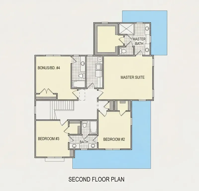 2. stāvs 10 – Divstāvu mājas projekts 164 m², 5 Guļamistabas — 44546R