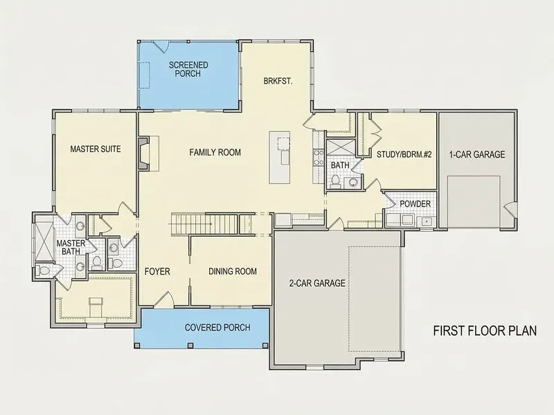 1. stāvs 18 – Divstāvu mājas projekts 288 m², 4 Guļamistabas — 95174R