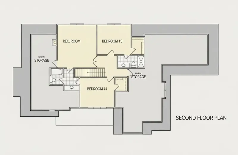 2. stāvs 19 – Divstāvu mājas projekts 288 m², 4 Guļamistabas — 95174R