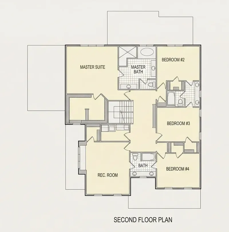 2. stāvs 27 – Divstāvu mājas projekts 454 m², 5 Guļamistabas — 78053R