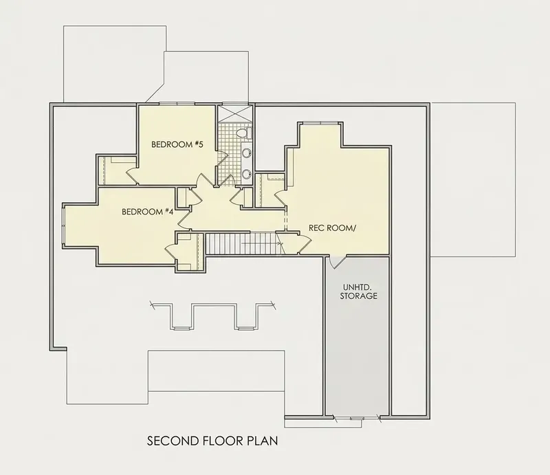 2. stāvs 23 – Mājas projekts ar mansardu 281 m², 4 Guļamistabas — 59002R