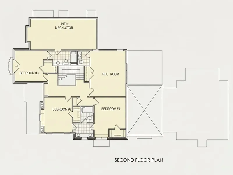 2. stāvs 2 – Divstāvu mājas projekts 360 m², 4 Guļamistabas — 94639R