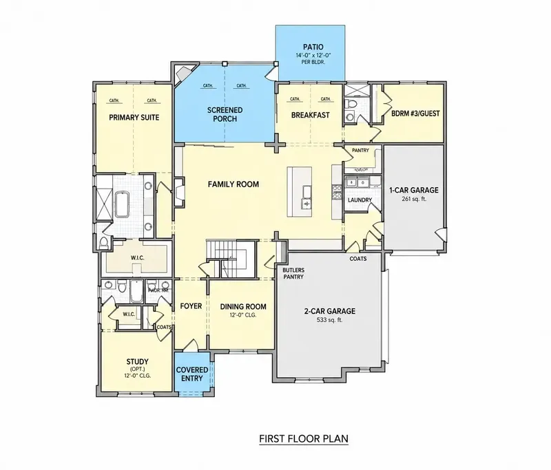 1. stāvs 13 – Divstāvu mājas projekts 343 m², 4 Guļamistabas — 63741R