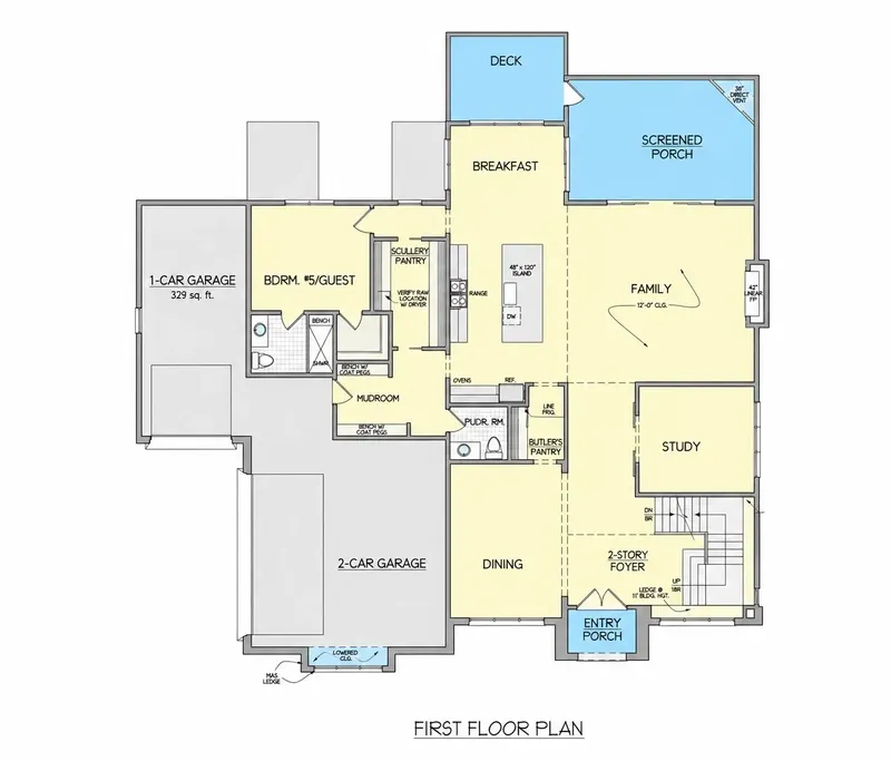 1. stāvs 12 – Divstāvu mājas projekts 624 m², 5 Guļamistabas — 82614R