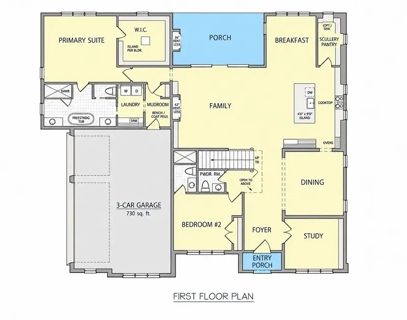 1. stāvs 25 – Divstāvu mājas projekts 384 m², 5 Guļamistabas — 35974R
