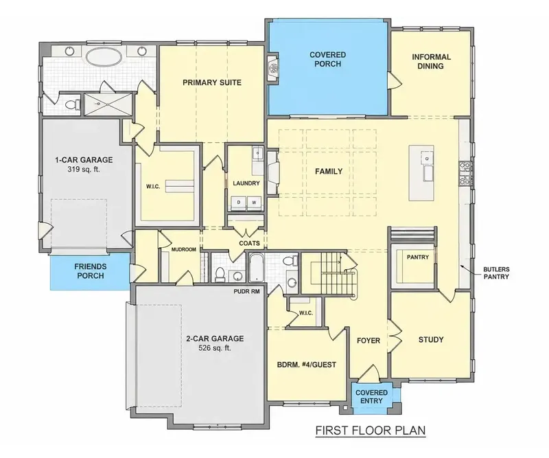 1. stāvs 18 – Divstāvu mājas projekts 397 m², 4 Guļamistabas — 38077R