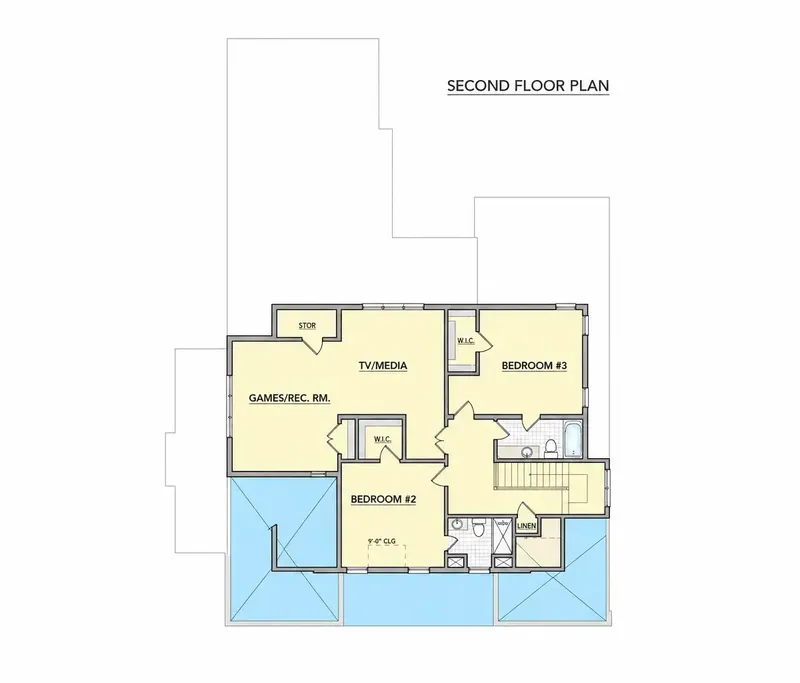 2. stāvs 25 – Divstāvu mājas projekts 351 m², 4 Guļamistabas — 93928R