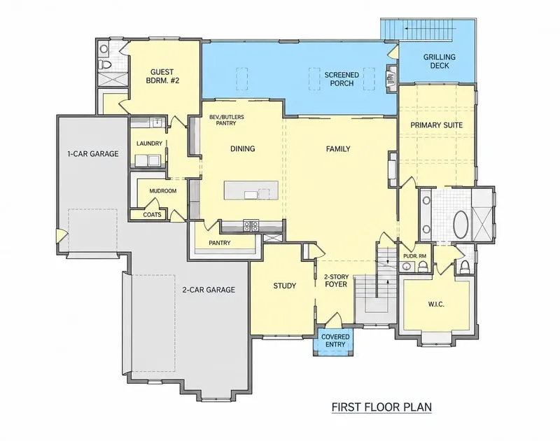 1. stāvs 23 – Divstāvu mājas projekts 553 m², 4 Guļamistabas — 34919R